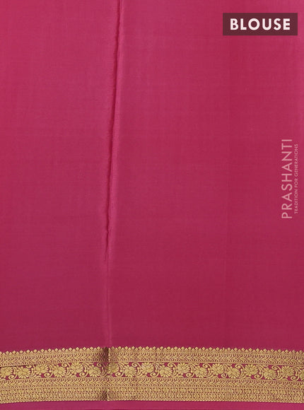 Pure mysore silk saree peach pink shade with allover zari woven checked pattern and zari woven border