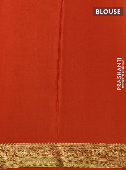 Pure mysore silk saree orange with allover zari woven checked pattern and zari woven border