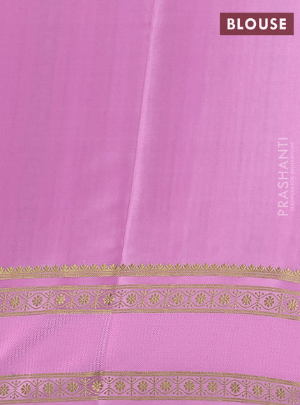 Pure mysore silk saree wine shade and light pink with allover small zari checked pattern and rettapet zari woven border