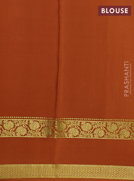 Pure mysore silk saree pista green and mustard yellow with allover zari checked pattern and rettapet zari woven border