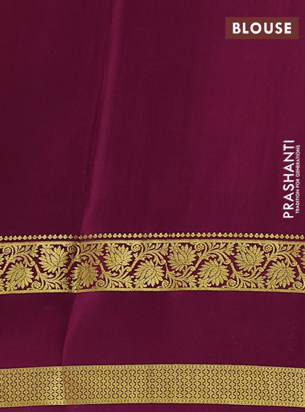 Pure mysore silk saree pale orange and wine shade with allover zari checked pattern and rettapet zari woven border