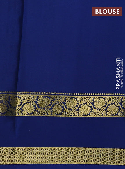 Pure mysore silk saree teal green and blue with allover zari checked pattern and rettapet zari woven border