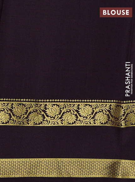 Pure mysore silk saree lavender and coffee brown with allover zari checked pattern and rettapet zari woven border