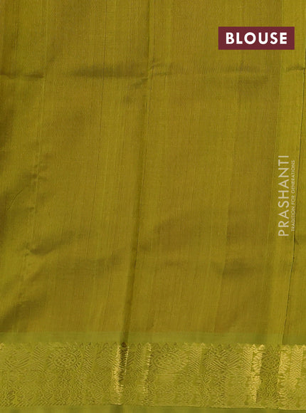 Silk cotton saree rustic orange and light green with zari woven buttas and zari woven border