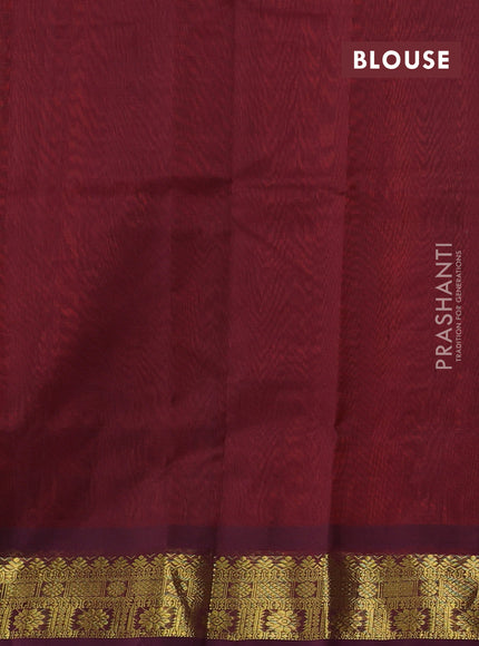 Silk cotton saree orange and wine shade with zari woven buttas and zari woven border