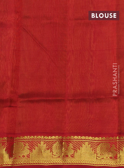 Silk cotton saree mustard green and maroon with paisley zari woven buttas and annam zari woven border