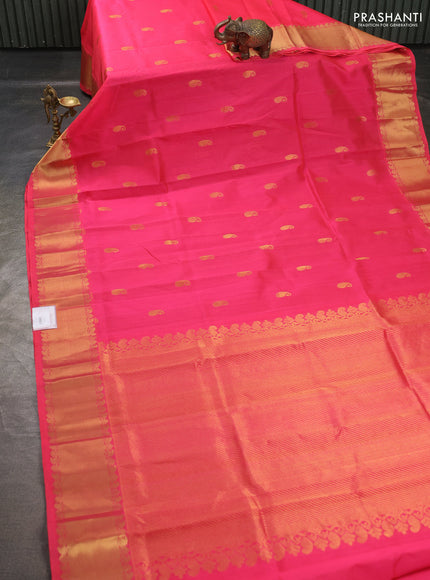 Silk cotton saree candy pink with paisley zari woven buttas and zari woven border