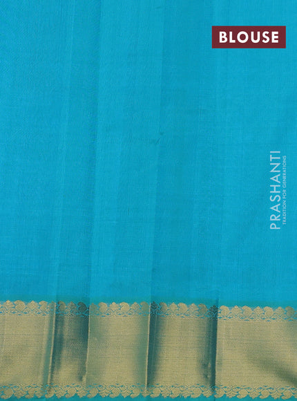 Silk cotton saree cs blue with paisley zari woven buttas and zari woven border