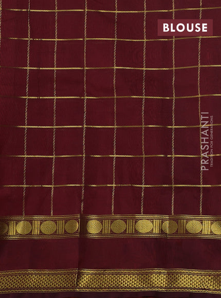 Silk cotton saree pinkish orange and wine shade with allover zari checked pattern and rettapet zari woven border