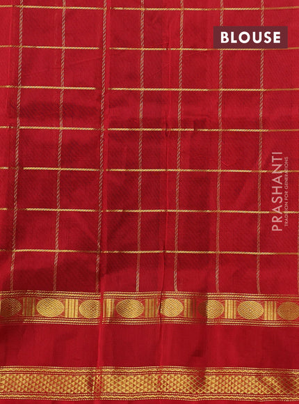 Silk cotton saree black and red with allover zari checked pattern and rettapet zari woven border