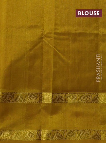 Silk cotton saree rustic orange and mustard yellow with allover lakshadeepam pattern and rettapet zari woven border