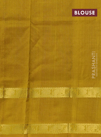 Silk cotton saree maroon and mustard yellow with allover lakshadeepam pattern and rettapet zari woven border