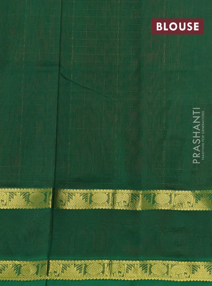 Silk cotton saree maroon and green with allover lakshadeepam pattern and rettapet zari woven border
