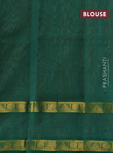 Silk cotton saree peach orange and green with allover lakshadeepam pattern and rettapet zari woven border