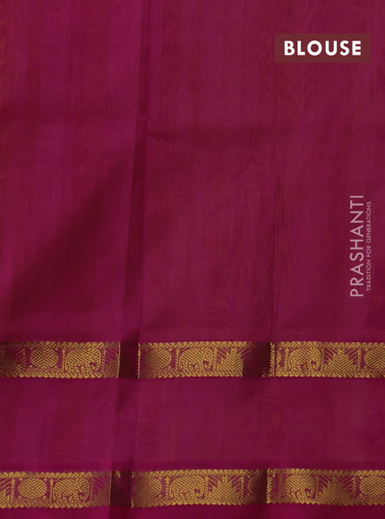 Silk cotton saree pale yellow and dark pink with allover lakshadeepam pattern and rettapet zari woven border