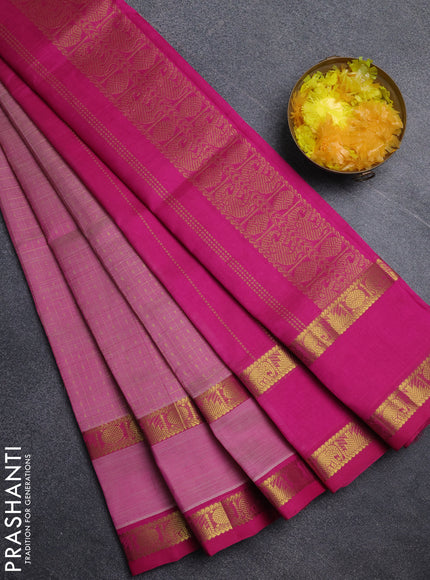 Silk cotton saree pink shade and dark pink with allover lakshadeepam pattern and rettapet zari woven border