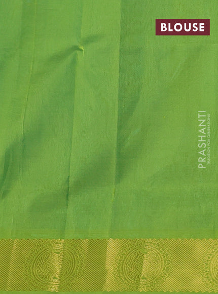Silk cotton saree teal blue and light green with allover self emboss jacquard pattern and annam zari woven border