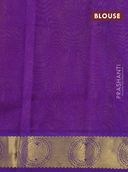 Silk cotton saree sunset oarnge and purple with allover self emboss jacquard pattern and annam zari woven border