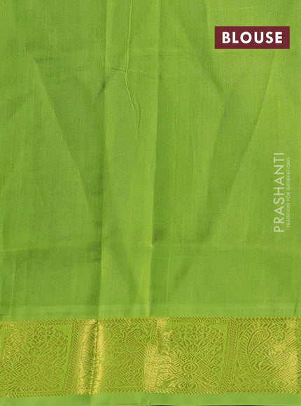Silk cotton saree royal blue and light green with allover self emboss jacquard pattern and annam zari woven border