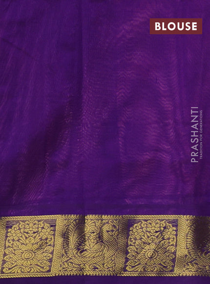 Silk cotton saree pink and violet with allover self emboss jacquard pattern and annam zari woven border