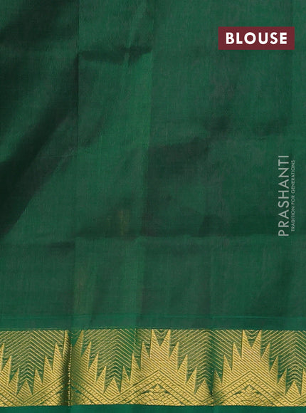 Silk cotton saree dark magenat and green with allover self emboss jacquard pattern and temple design zari woven border