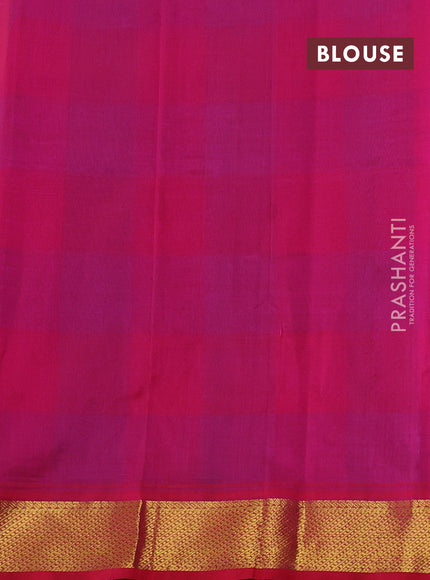 Silk cotton saree cs blue and pink with paalum pazhamum checks & zari buttas and zari woven border