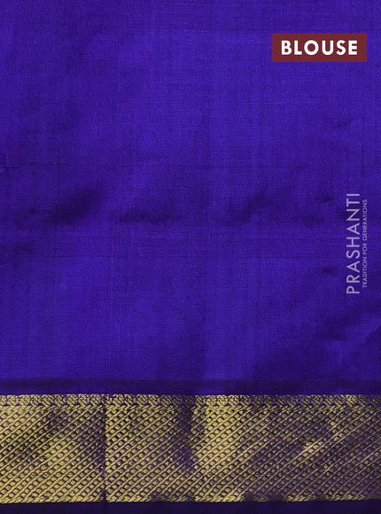 Silk cotton saree blue and teal blue with paalum pazhamum checks & zari buttas and zari woven border