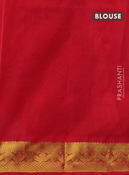 Silk cotton saree red and black with paalum pazhamum checks & zari buttas and zari woven border
