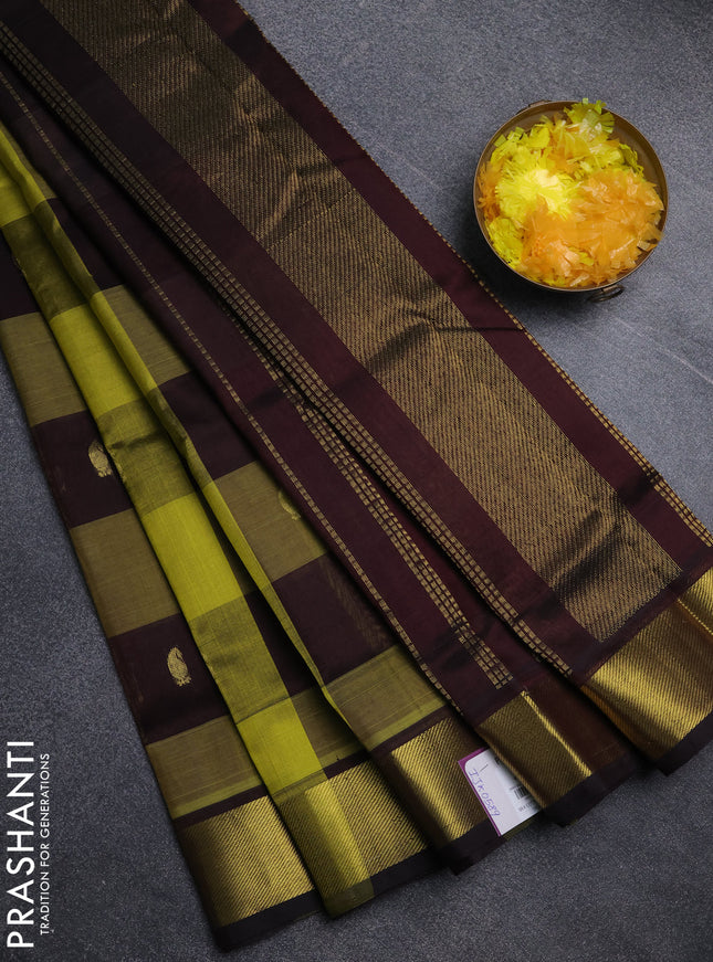 Silk cotton saree wine shade and light green with paalum pazhamum checks & zari buttas and zari woven border