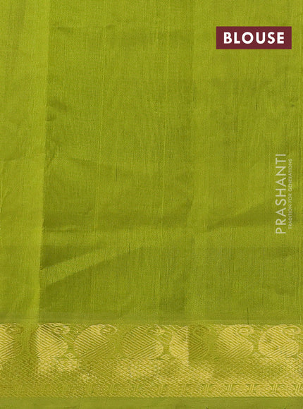 Silk cotton saree blue and light green with paalum pazhamum checks & zari buttas and paisley zari woven border