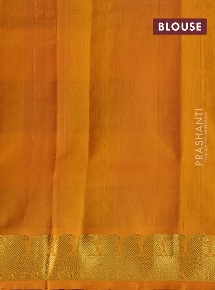 Silk cotton saree multi colour and mustard yellow with paalum pazhamum checks & zari buttas and paisley zari woven border