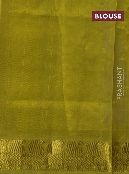 Silk cotton saree blue and light green with paalum pazhamum checks & zari buttas and paisley zari woven border
