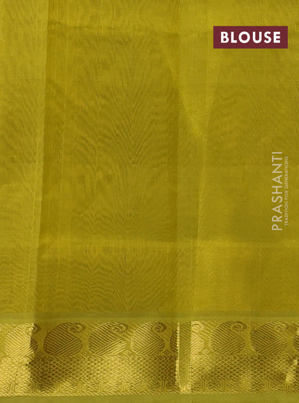 Silk cotton saree coffee brown and light green with paalum pazhamum checks & zari buttas and paisley zari woven border