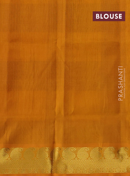 Silk cotton saree maroon and mustard yellow with paalum pazhamum checks & zari buttas and paisley zari woven border