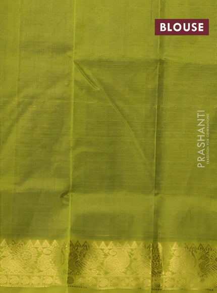 Silk cotton saree blue and light green with allover vairosi pattern and annam zari woven border