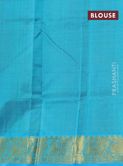 Silk cotton saree navy blue and cs blue with allover vairosi pattern and annam zari woven border