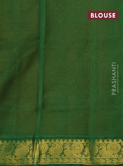 Silk cotton saree mango yellow and green with allover vairosi pattern and annam zari woven border