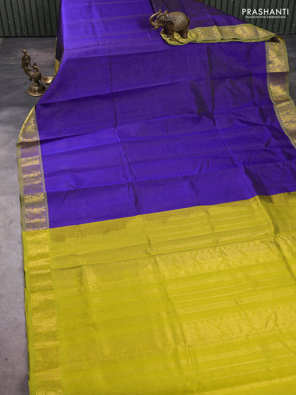 Silk cotton saree violet and light green with allover vairosi pattern and annam zari woven border