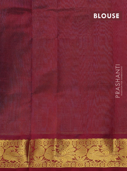 Silk cotton saree cs blue and maroon with allover vairosi pattern and annam zari woven border
