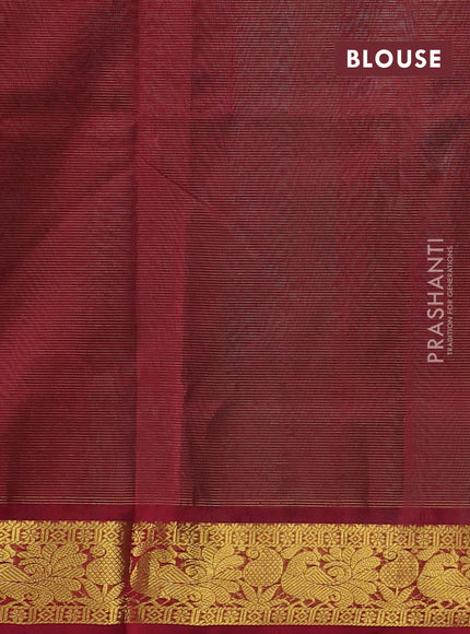 Silk cotton saree teal green and maroon with allover vairosi pattern and annam zari woven border