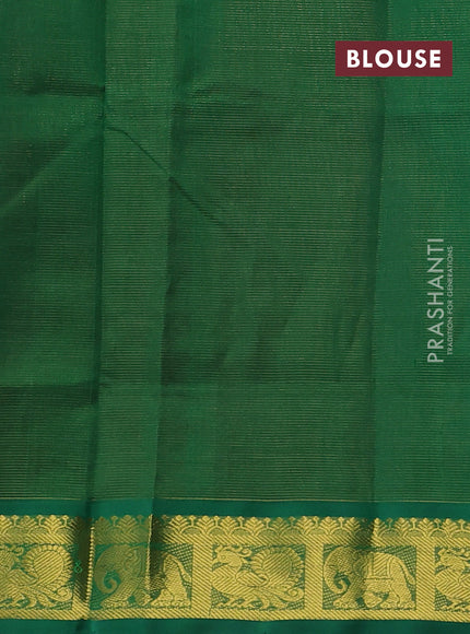 Silk cotton saree maroon and green with allover vairosi pattern and annam zari woven border