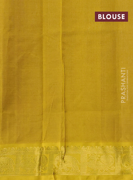 Silk cotton saree purple and mustard yellow with allover vairosi pattern and annam zari woven border
