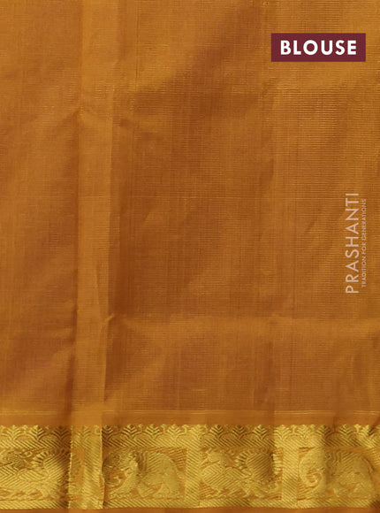 Silk cotton saree purple and mustard yellow with allover vairosi pattern and annam zari woven border