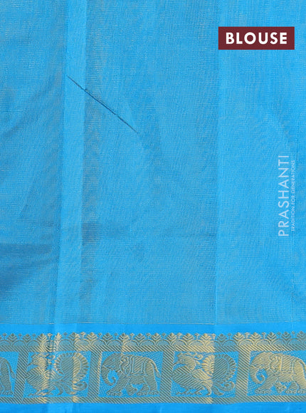 Silk cotton saree mustard yellow and cs blue with allover vairosi pattern and annam zari woven border