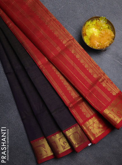 Silk cotton saree deep violet and maroon with allover vairosi pattern and annam zari woven border