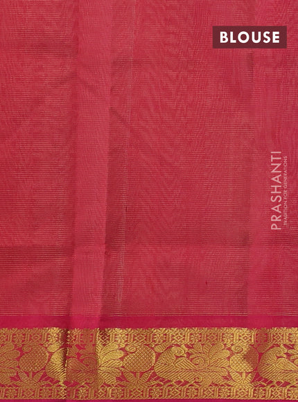 Silk cotton saree beige and pink with paisley zari woven buttas and annam zari woven border