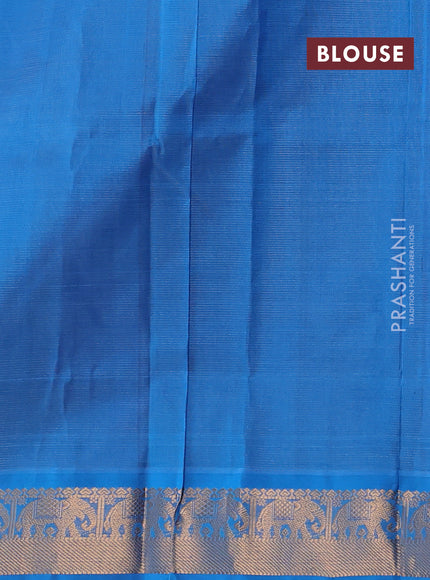 Silk cotton saree deep purple and cs blue with allover vairosi pattern & buttas and elephant zari woven border
