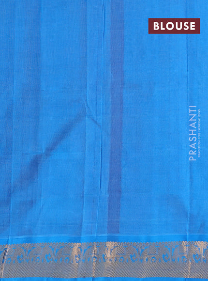 Silk cotton saree purple and cs blue with allover vairosi pattern & buttas and elephant zari woven border