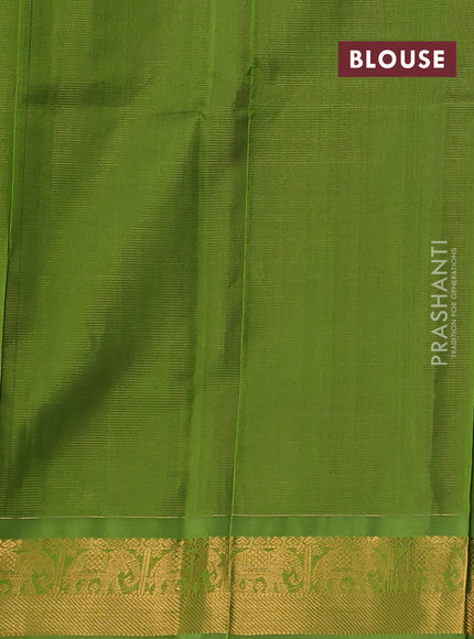 Silk cotton saree purple and light green with allover vairosi pattern & buttas and elephant zari woven border