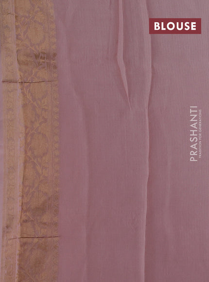 Silk kota saree mild peach pink with zari woven buttas and floral zari woven border